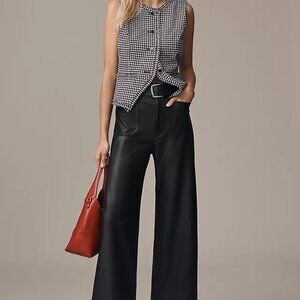 Anthropologie The Colette Faux-Leather Cropped Wide Leg Pants by Maeve, Size 28